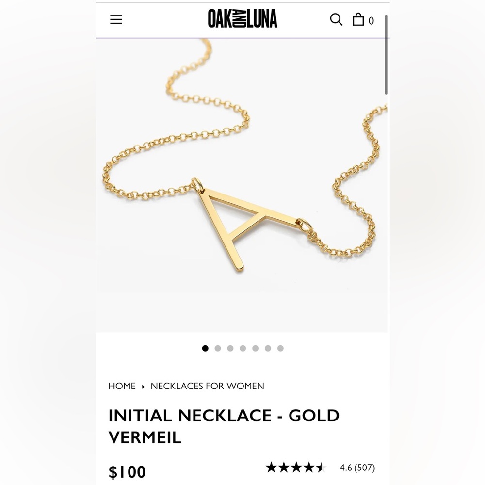 Oak & Luna ‘A’ Necklace